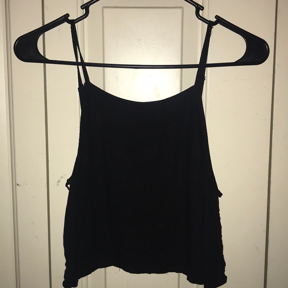 Silence + noise cutout side black tank crop top.